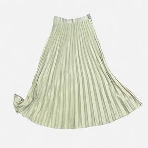 Pleated Satin Midi Skirt with Stretch Waistband